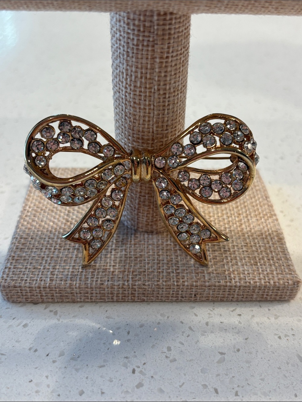 Gold Bow Crystal Brooch - Women Jewelry